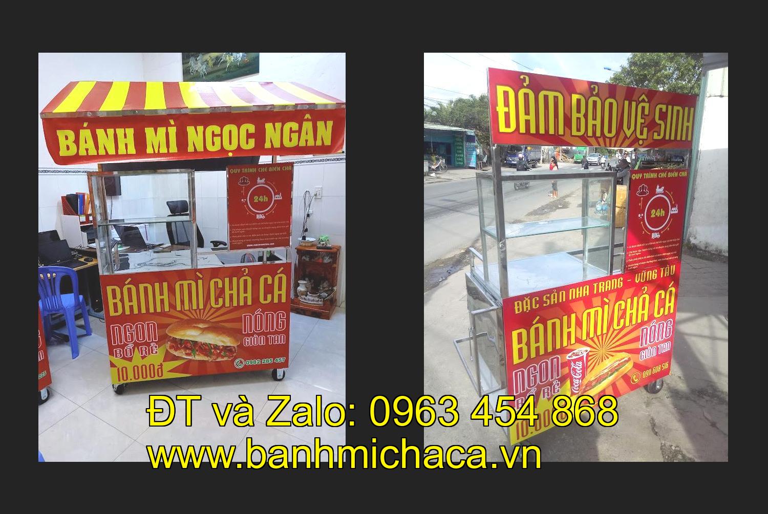 xe bánh mì chả cá inox