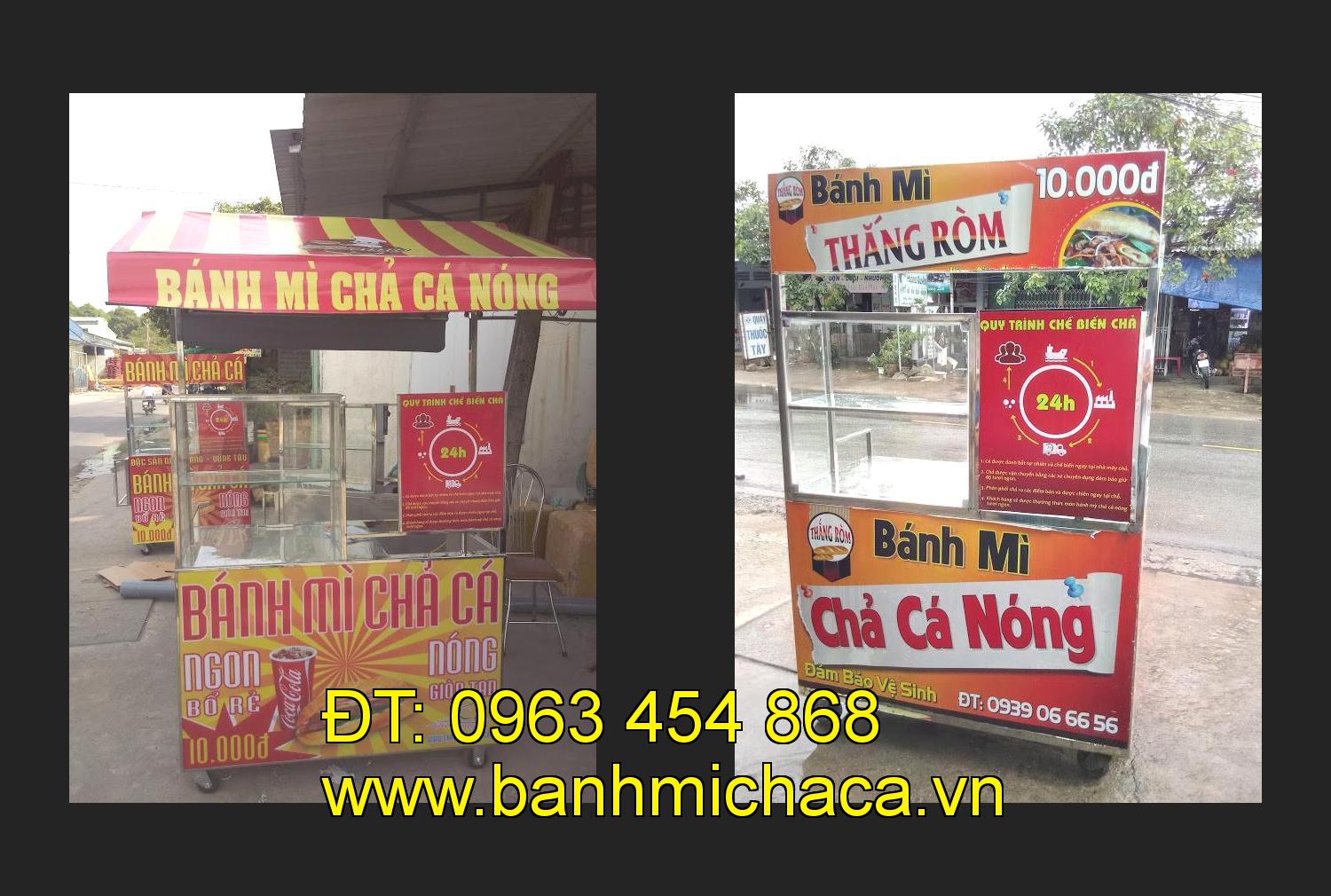 xe bánh mì chả cá inox tại tỉnh Bình Định